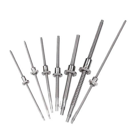 Stainless Steel Ball Screw With Ball Nut End Machined For High Precision Micro Feed And Super Smooth Motion Long Life C5 Tolerance Size 650mm To 1200mm Range Ideal For CNC Linear Motion And High Speed Applications, multiple sizes shown
