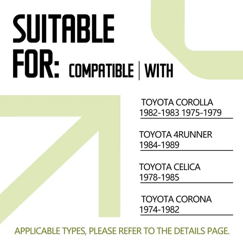 Image showing compatible models for No Drama Steering Wheel Horn Button Contact Plate And Plunger Pin Kit Quick Swap For Toyota Corolla 4Runner Pickup Starlet Tercel.