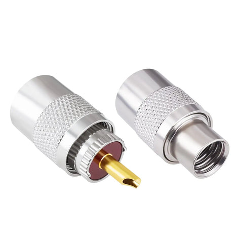 PL259 Pro Grade Coax Connectors 2 Pack UHF Male Plug Solder Adapters With Reducers 50 Ohm For RG58 RG59 RG8 RG8X RG213 RG142 LMR195 LMR400 Coax Cable Ham Radio Antenna