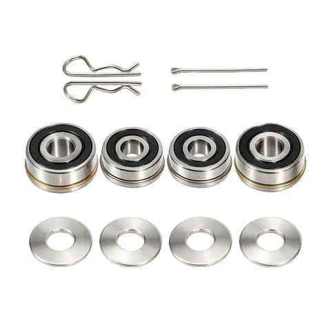 8 Inch Windmill Bearing Repair Kit For Lawn And Garden Fans With Two Bearing Sizes 1/2 In ID By 1 3/8 In OD And 3/8 In ID By 1 1/4 In OD Includes Bearings Stainless Flanges Pins And Washers For DIY Windmill Maintenance