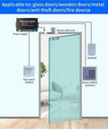 Image of an electric bolt lock system for various doors, including controls and exit switch for secure access.