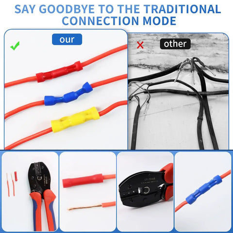 Butt Splice Crimp Connectors Kit For 22-10AWG Wire DIY Friendly 120 Piece Assorted Insulated Electrical Terminal Connectors