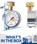 Front view of SENCTRL 0-200 psi water pressure gauge with lazy hand, 2.5-inch dial, 3/4-inch hose thread, stainless case.