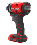 V20 Cordless 1 Quarter Inch Impact Driver Bare Tool Only With Brushless Motor, red and black design side view