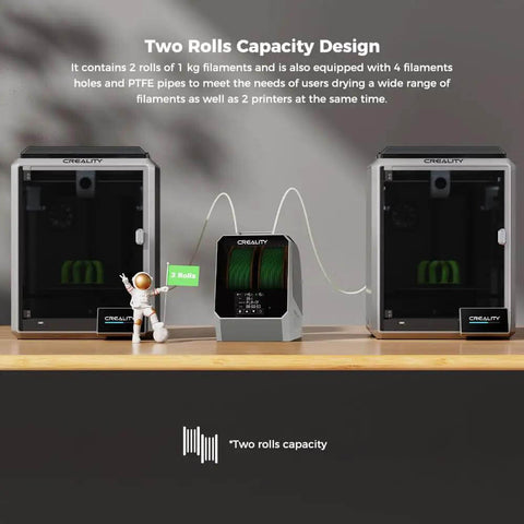 Two Space Pi Filament Dryer Plus Dual Spool 3D Printing Dryer Box With 360 Degree PTC Heating and two spools capacity in use