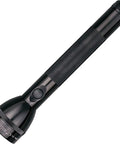 Tough As Nails Heavy Duty 3 Cell C Battery Flashlight With Bright Incandescent Bulb And No Nonsense Fail Safe Switch Built Like A Workhorse For Every Outdoors Project In Black, showcasing a sleek black aluminum body with a textured grip.