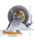 Heavy Duty Caster Wheels Rated For Over Eleven Hundred Pounds Ideal For Flatbed Carts And Trolleys showing side view with dimensions.