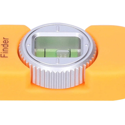 Close-up of Aqur2020 Magnetic Stud Finder, Portable Wall Detector with Level Gauge (Orange) showing level bubble.