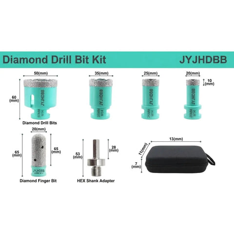 Cool Diamond Tile Hole Saw Kit With 6 Pieces Featuring Universal M14 Thread For Your Angle Grinder And Premium Vacuum Brazed Tech For Super Clean Cuts, 50mm to 20mm bits