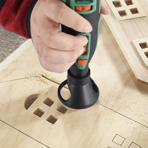 Get These Hottest Mini Rotary Grinding Guide Locators In Black Plastic To Nail Horn Shaped Drill Bit Polishing Jobs With Total Precision And Durability Every Single Time Without Breaking A Sweat. Hand using rotary tool on wooden surface.