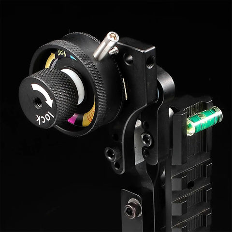 Close-up of Crossbow Sight Frame For Archery And Hunting Adjustable Up Down Elevation With Micro Adjustable Dial Ultra Precise Zero In