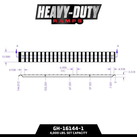 Heavy Duty Aluminum Loading Ramps For Trailers And Pickup Trucks 12 Feet Long By 15 Inches Wide 4000 Lbs Capacity detailed diagram.