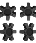 Solid Type Flexible NBR Rubber Spider Center Insert For L Jaw Couplings L110 Fit, Rugged Heavy Duty Vibration Dampening, Durable Black 4 Pack, Precision Machined, Shock Absorb, Ideal For Industrial Equipment showing four inserts