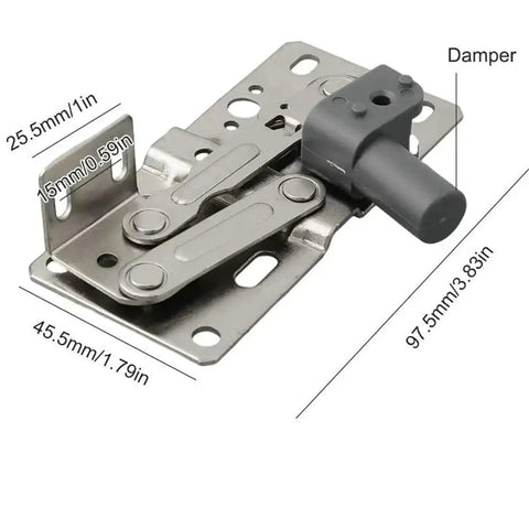 Beefed Up Heavy Duty Flip Out Tray Hinges With Soft Close Damper 45 Degree Pivot Door Connector stainless steel with dimensions