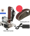Mini Electric Belt Grinder And Polisher Tool With 775 Motor For Metal Wood Sanding Polishing Compact Desktop Benchtop Station with accessories