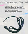 Two Pack 6 Foot 18AWG Power Tool Replacement Cord With 2 Prong Polarized Plug 110V To 300V Pigtail