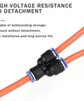Push To Connect Pneumatic Fittings Kit For Air Water And Oil Hoses Y And W Shaped Quick Connect Hose Connectors shown installed
