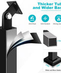 Heavy Duty Steel Stair Baluster Posts With Rust Resistant Black Finish and Quick Adjusting Brackets for Solid Porch Deck Rail Support, showcasing thicker tube design.
