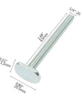 Quarter Inch 1/4-20 T Track Bolt Set, 2-1/2 Inch Length, Drop-In Sliding T Slot Bolt with dimensions visible, zinc plated steel