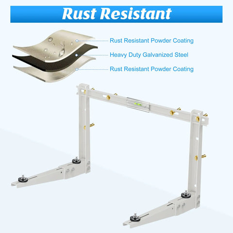 Beefy Heavy Duty Outdoor Wall Mount Bracket for Ductless Mini Split Air Conditioners and Heat Pump Systems with rust-resistant layer