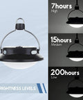 Gen 2 3000LM UFO Camping Lantern Rechargeable Portable Tent Light With 200 Hour Runtime Waterproof showing brightness levels display.