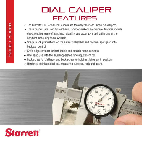 Dial Slide Caliper With 0 To 12 Inch Range White Face And Readout Accurate To One Thousandth Inch With Thumb Operated Fine Adjustment