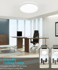Office with Non Dimmable 18W 1650LM 5000K Daylight Flush Mount LED Ceiling Light 9.5 Inch Waterproof Round Fixture
