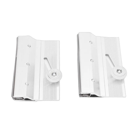 Frameless Shower Door Top Roller Bracket With Three Quarter Inch Bearing Roller Aluminum Frame For Quarter Inch Glass Panels Chrome Plated Finish Delivers A Smooth Sliding Motion And Easy Adjustments For Tough As Nails Shower Enclosures. two chrome aluminum brackets with 3/4 inch bearing rollers
