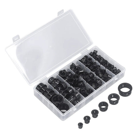 Super Tough Nylon Cable Grommet Protectors 160 Pcs With 6 Sizes Including 8mm 10mm 11mm 16mm 19mm And 25mm For Snappy Wire Hose Installation neat case