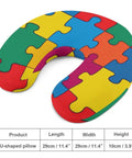 Lightweight U Shaped Neck Pillow With Washable Cover For Travel And Office Naps, Memory Foam Support, Skin Friendly Comfort, Autism Awareness Colorful Puzzle Design, Perfect For Women And Men On The Go, 11.4 inches