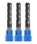 Three Pack Half Inch Carbide Roughing End Mills For Steel With Four Flutes 35 Degree Helix Nano Coated ALCrSiN CNC Router Bits