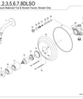 Exploded parts diagram of Concord Shower Only In Oil Rubbed Bronze With Seven And A Half Inch Escutcheon Quarter Turn Washerless Cartridge One Point Eight GPM At Eighty PSI California Title Twenty Compliant Durable Modern Bath Faucet For A Slick Dope Spa Vibe