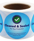 Dang Tough Blue Tamper Seal Labels Plus 2 Inch Round Writable Security Stickers With Clean Peeling Adhesive For Appliances And Moving Boxes In 500 Count Pack on a roll.