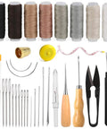 Upholstery Repair Sewing Kit With Heavy Duty Tools, Awl, Seam Ripper, Hand Stitching Needles, Upholstery Thread, Leather Craft Essentials