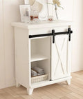 Ultra Compact 2ft Sliding Barn Door Hardware Kit on white cabinet, black powder coated carbon steel