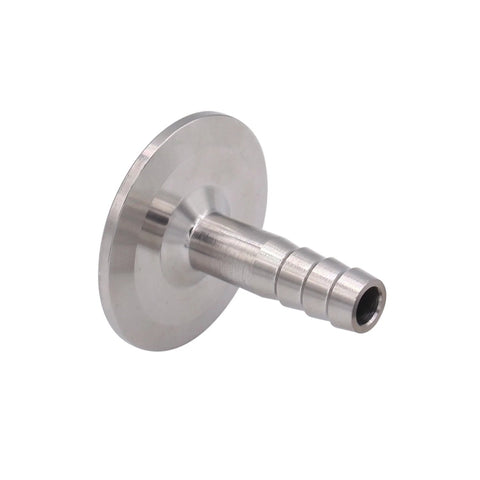 Side view of stainless steel 1.5in tri-clamp to 0.5in hose barb adapter (SUS304) sanitary fitting