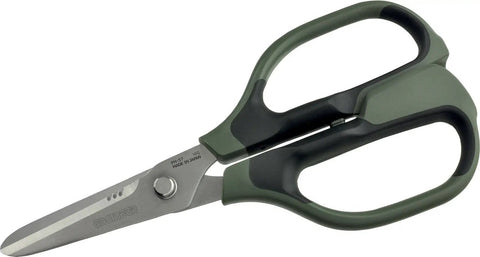 PH 57 8.3 Inch Heavy Duty Combination Scissors Workhorse With Two In One Blades Anti Slip Serrations And U Shaped Tip 210mm Stainless Steel Body For Cutting Cabtire Cable Coaxial Cable Rope Leather And More. 210mm stainless steel scissors with U-tip and serrated blade
