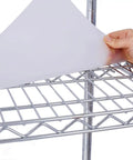 Inserting liner on Beefy 6 Tier Wire Shelving Unit With Wheels And Liners Heavy Duty Rolling Garage Pantry Shelf For Kitchen Storage