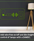 Diagram showing Decora Smart Dimmer Plug 2nd Gen Wi Fi No Hub Works With Matter Voice Control Alexa Google Assistant Siri next to lamp