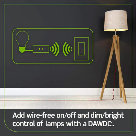 Diagram showing Decora Smart Dimmer Plug 2nd Gen Wi Fi No Hub Works With Matter Voice Control Alexa Google Assistant Siri next to lamp
