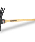 Groundbreakers 26 Inch Handy Mattock Tiller For Digging And Clearing with wooden handle and iron head with tines