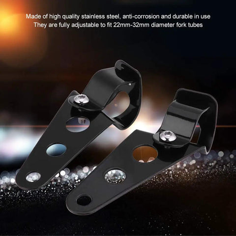 Dual Headlight Mount Brackets For 28mm-34mm Fork Tubes Motorcycle Headlamp Holder Kit in black stainless steel