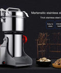 Ultra Fast Electric Grain Grinder 800G Stainless Steel Mill for Home Farm and Commercial Use shown with buttons and bowls
