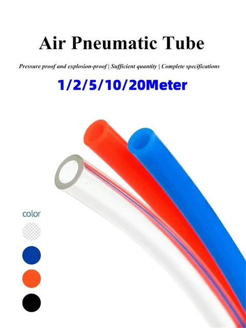 Workhorse Air Component Hose 4Mm 6Mm 8Mm Flexible Pneumatic Pipe Tubing Heavy Hitter Pro Level Gear For Air Compressor Builds Smooth Flow Orange One Meter Length Piece with red, blue and clear tubes.