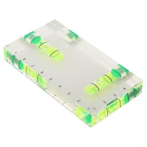 Precision Bubble Level Clear Multi Tool for Hanging Curtains and Wall Mount, Double for Spirit Level with Ruler Scale for DIY Projects, top view with metric scale.
