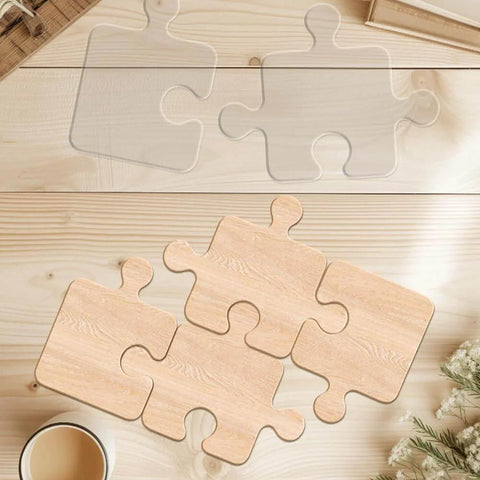 Two-Piece Clear Acrylic Jigsaw Router Templates Set For Woodworking Pro Grade Angled Curvy Puzzle Shape Tracing Tools