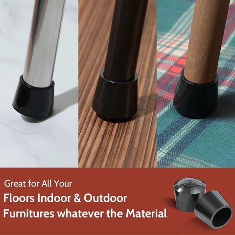 Non Slip Rubber Chair Leg Caps With Seven Eighths Inch Inner Diameter Floor Protectors on various floor types