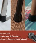 Heavy Duty One Inch Rubber Chair Leg Caps With Total Game Changer Floor Protectors For Dining Table Furniture 16 Pack displayed on different surfaces.