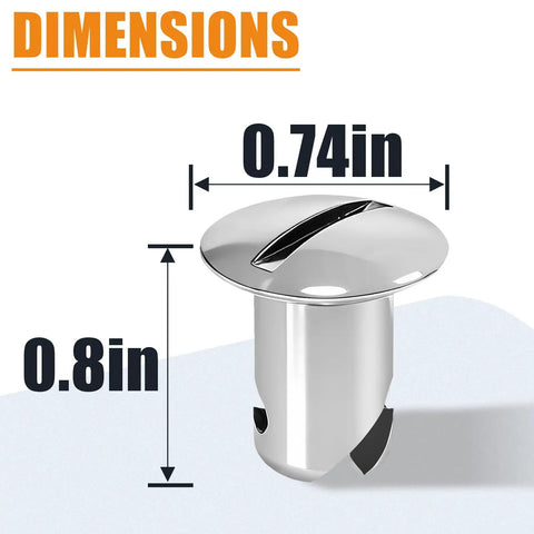 Top Shelf 7075 Aluminum Quarter Turn Dzus Fasteners 7/16 Inch Stem With.500 Inch Medium Grip dimensions with 0.74in width and 0.8in height.