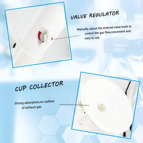 Valve regulator and cup collector detail of 2 Pack Adjustable Flexible Fume Extraction Arm With 3 Joint Mobility Universal Snorkel Fume Extractor.